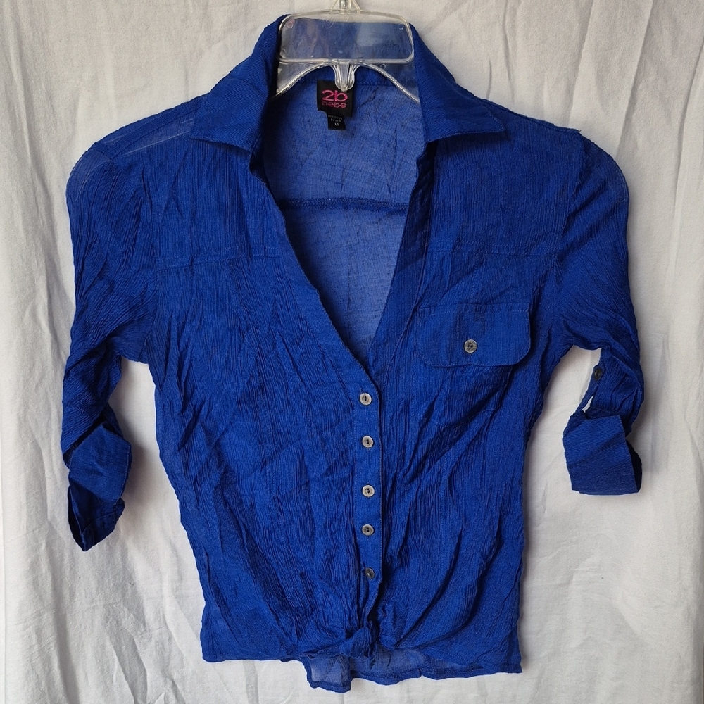2B Bebe Women's Vibrant Blue Button-Down Shirt